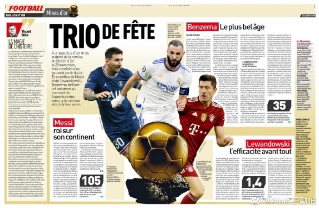 kaiyun网站-《队报》造势金球或成3人之争，足球欠莱万一座金球？